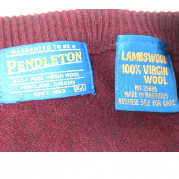 Pendleton V-Neck Pullover Sweater Men's Size XXL Washable Lamb's Wool Dark Red - Picture 3 of 7